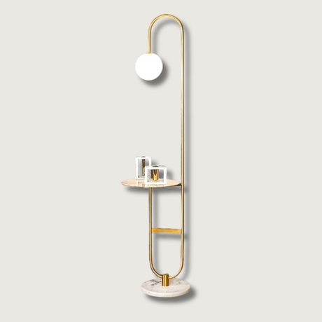 Modern Floor Lamp with Table  Brass and Marble Design - Product showcase