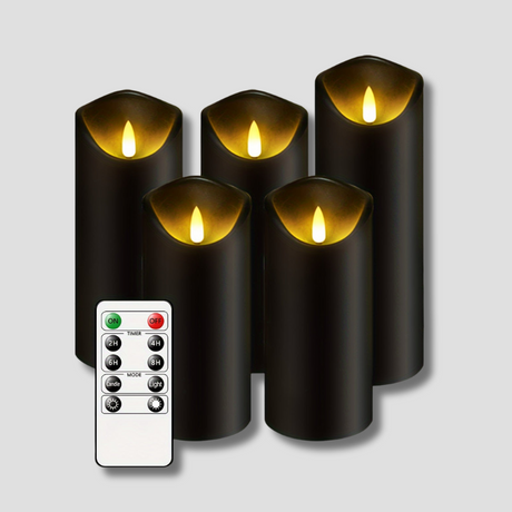 LED Flameless Candles  Black Set with Remote Control - Product showcase