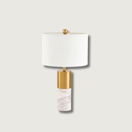 Modern Marble Table Lamp  Gold Metal and White Shade - Product showcase