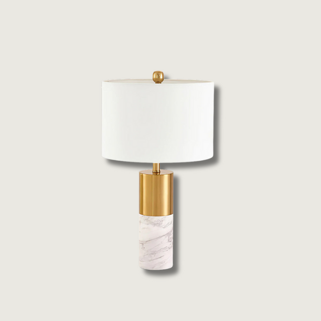 Modern Marble Table Lamp  Gold Metal and White Shade - Product showcase