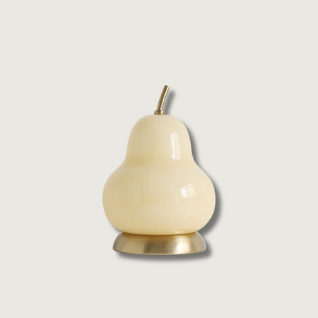 Pear Glass Table Lamp  Cream Shade With Gold Base - Product showcase