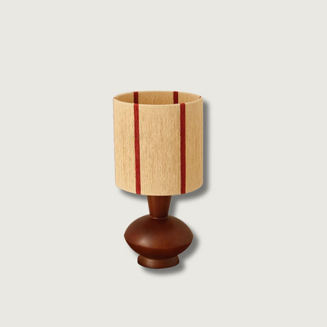 Modern Table Lamp  Walnut Base with Striped Shade - Product showcase