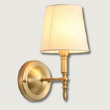 Classic Wall Sconce  Brushed Gold With Linen Shade - Product showcase
