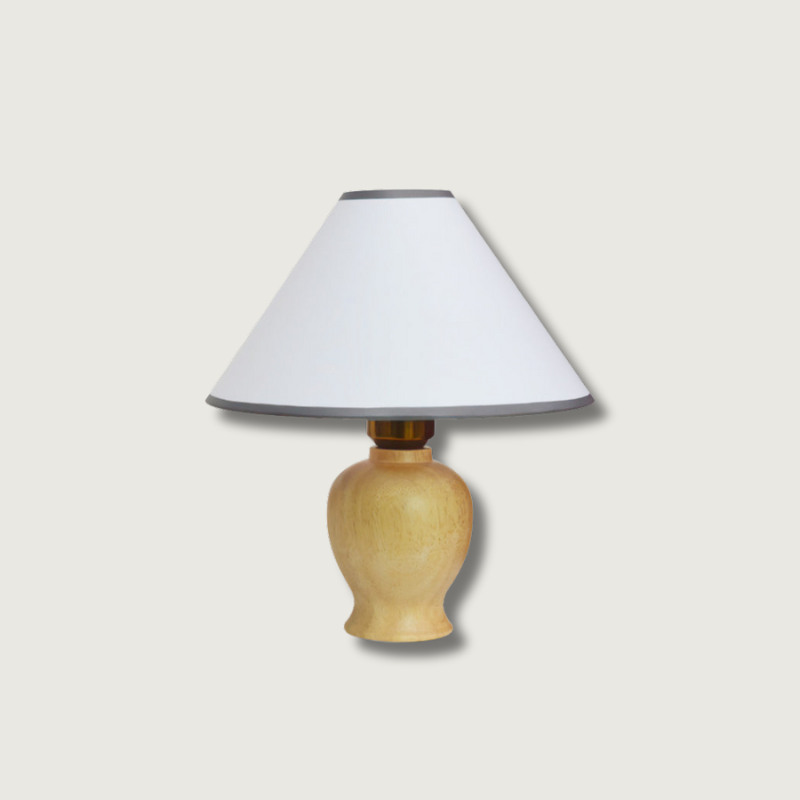 Classic Table Lamp  Natural Wood Base White Shade - Product showcase