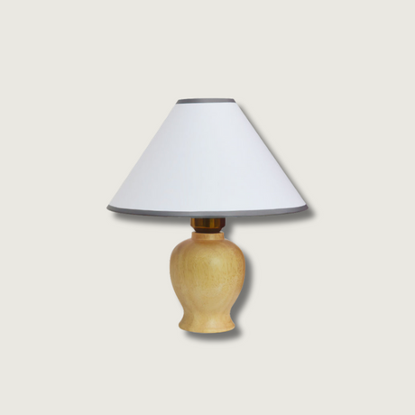 Classic Table Lamp  Natural Wood Base White Shade - Product showcase
