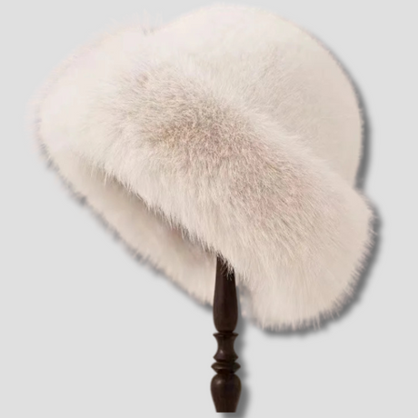 Winter Faux Fur Hat  Plush White Luxury Design - Product showcase
