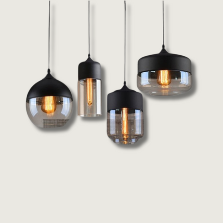 Modern Pendant Light  Glass Globe Industrial Design - Product showcase