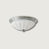 Art Deco Ceiling Light  Chrome Chevron Glass Shade - Product showcase