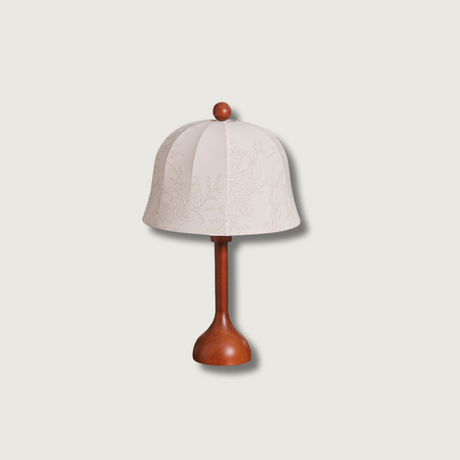 Scandinavian Table Lamp  Walnut Wood Base with Floral Shade - Product showcase