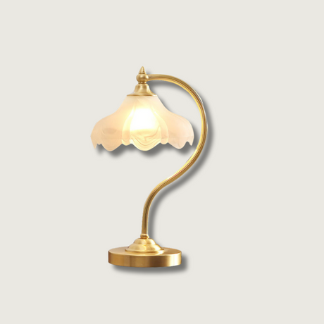 Vintage Table Lamp  Magnolia Glass Shade with Brass Stand - Product showcase