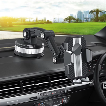 Universal Car Phone Mount  Strong Suction Dashboard Holder with 360 Rotation - Product showcase