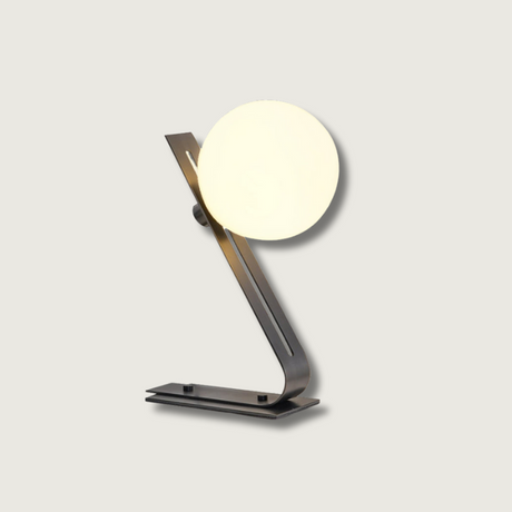 Modern Table Lamp  Glass Globe Brass Frame Design - Product showcase