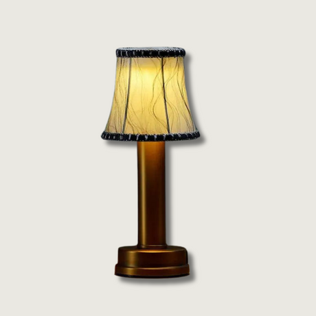 Wireless Table Lamp  Brass Frame With Fabric Shade - Product showcase