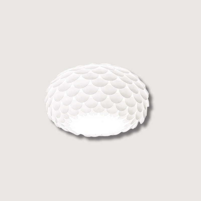 Modern Ceiling Light  White Sculptural Scale Pattern - Product showcase