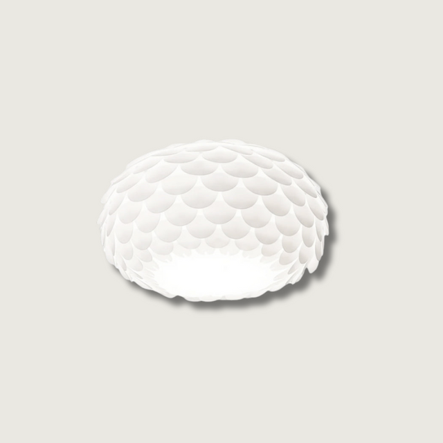 Modern Ceiling Light  White Sculptural Scale Pattern - Product showcase