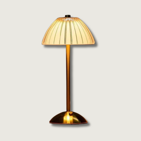 Modern Table Lamp  Pleated Shade with Brass Base - Product showcase