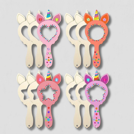 Kids Unicorn Mirror Set  DIY Wooden Hand-Painted Design - Product showcase
