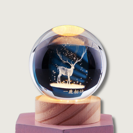 Crystal Night Lamp  3D Deer Design With LED Base - Product showcase