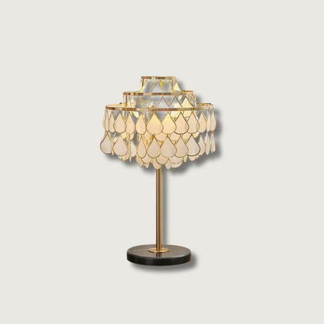 Shell Table Lamp  Layered Mother of Pearl Design - Product showcase