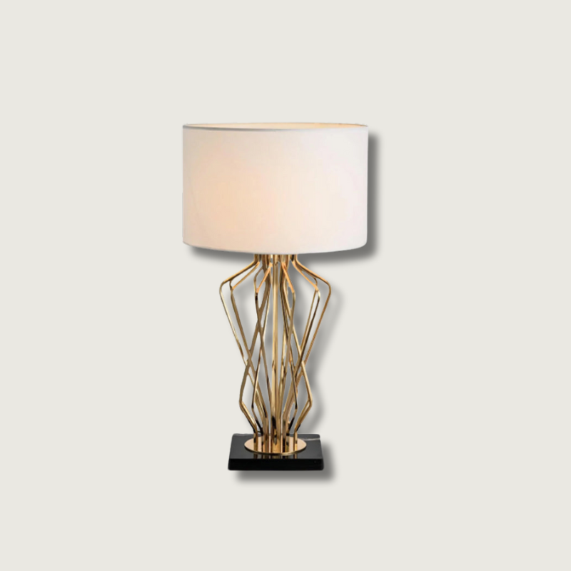 Modern Table Lamp  Geometric Gold Metal Base - Product showcase