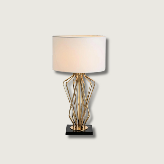 Modern Table Lamp  Geometric Gold Metal Base - Product showcase