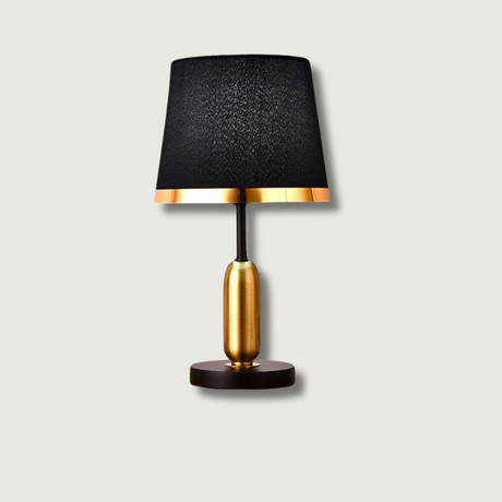 Modern Table Lamp  Black Shade Gold Trim Design - Product showcase
