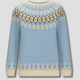 Nordic Wool Sweater  Fair Isle Pattern In Sky Blue - Product showcase