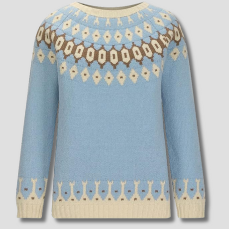 Nordic Wool Sweater  Fair Isle Pattern In Sky Blue - Product showcase