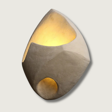 Minimalist Wall Sconce  Sculptural Cement Design - Product showcase