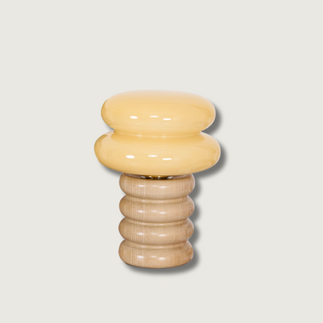 Modern Table Lamp  Ash Wood Base with Glass Shade - Product showcase