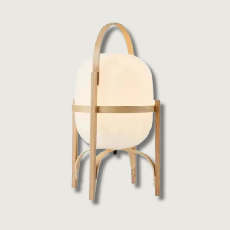 Scandinavian Table Lamp  Wooden Frame With Opal Glass Shade - Product showcase