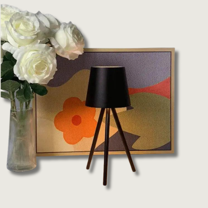 Modern Tripod Table Lamp  Matte Black Metal Design - Product showcase