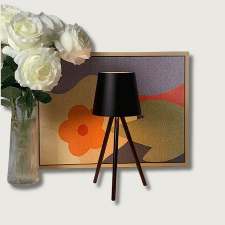 Modern Tripod Table Lamp  Matte Black Metal Design - Product showcase