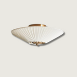 Modern Ceiling Light  Pleated White Shade Gold Accent - Product showcase