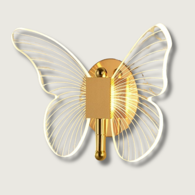 Butterfly Wall Light  Acrylic Wings Gold Frame - Product showcase