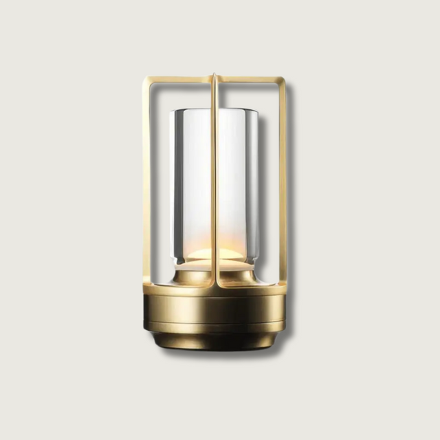 Modern Glass Lantern  Brass Frame with Touch Control - Product showcase