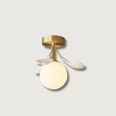 Botanical Ceiling Light  Ginkgo Leaf Glass Globe Design - Product showcase