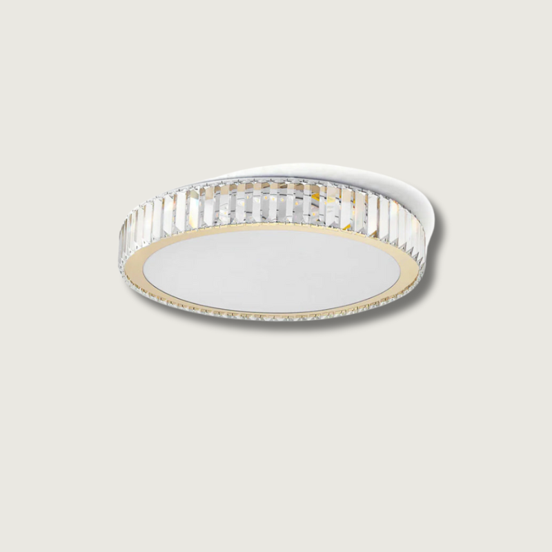 Crystal Ceiling Light  Round LED Chandelier with Gold Finish - Product showcase