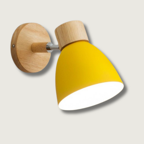 Scandinavian Wall Lamp  Wood and Metal Reading Light - Product showcase