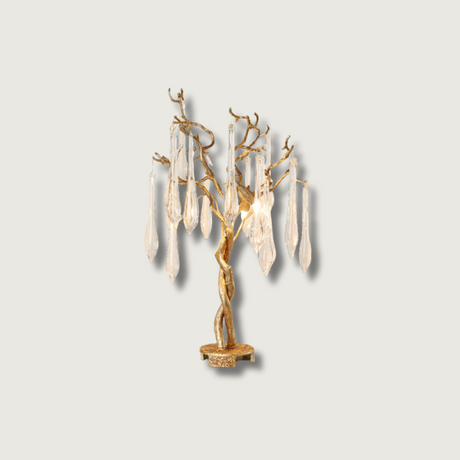 Crystal Branch Table Lamp  Brass Frame With Glass Droplets - Product showcase
