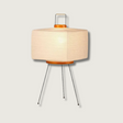 Japanese Table Lamp  Rice Paper Shade with Metal Base - Product showcase