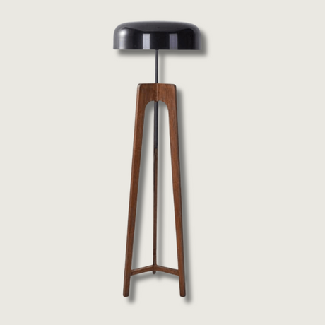 Scandinavian Floor Lamp  Walnut Wood Tripod Base - Product showcase