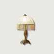 Victorian Table Lamp  Brass Base with Beaded Fringe Shade - Product showcase
