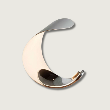 Modern LED Table Lamp  Curved Metal Crescent Design - Product showcase