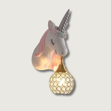 Unicorn Wall Light  Crystal Globe Shade Kids Room - Product showcase