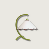 Retro Table Lamp  Curved Frame With Scalloped Shade - Product showcase