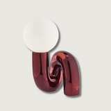 Modern Spiral Table Lamp  Metallic Red Glass Globe Design - Product showcase