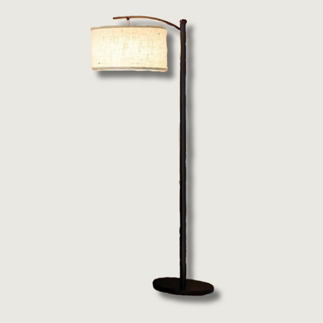 Modern Arc Floor Lamp  Adjustable Linen Shade - Product showcase
