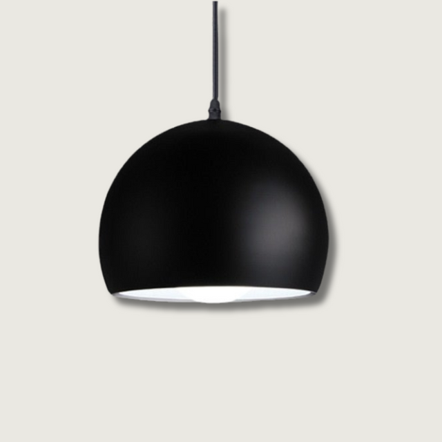 Modern Dome Pendant Light  Matte Black Aluminum Design - Product showcase