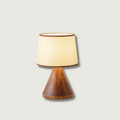 Modern Table Lamp  Wooden Base With Fabric Shade - Product showcase